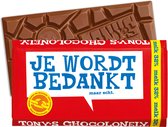 Bol.com Tony's Chocolonely Chocolade Reep Melk - Zeg 't met een reep "Bedankt" - Kantoor Cadeau - 180 Gram aanbieding
