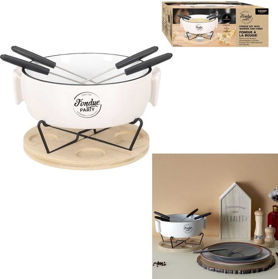 Cook Concept Chocolade of kaas fondue - met 4 vorken - wit - porselein - voor 4 personen - 23 x 7 cm schaal van cook-concept — afbeelding 4