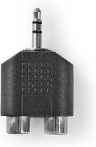 Stereo-Audioadapter -3.5mm jack Male naar 2x RCA (Tulp) Female - Per 1 stuks