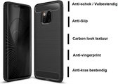 DrPhone BCR1 Hoesje - Geborsteld TPU case - Ultimate Drop Proof Siliconen Case - Carbon fiber Look – Geschikt voor Mate 20 PRO - Zwart