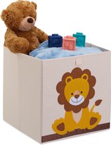 Relaxdays opbergmand kinderkamer - speelgoedmand opvouwbaar - stoffen opbergbox met leeuw