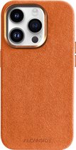 Alcanside Alcantara avec aimant - Convient pour iPhone 14 Pro Max - Oranje