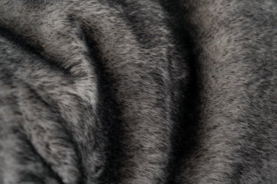 Lalee Artic bontplaid Wolf 2 kleurig fleece deken luxe 150x200 Grafiet antraciet