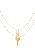 Ketting -Double chain key and lock - gold Stainless Steell