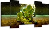 GroepArt - Schilderij - Orchidee - Groen, Goud, Bruin - 120x65 5Luik - Foto Op Canvas - GroepArt 6000+ Schilderijen 0p Canvas Art Collectie - Wanddecoratie