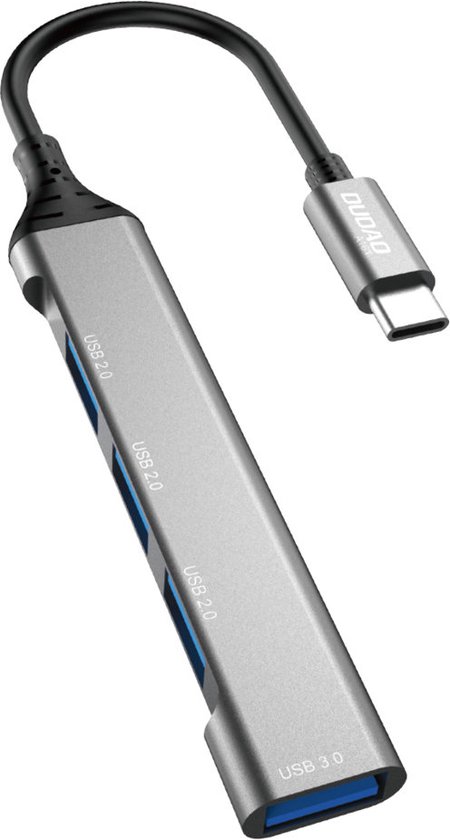 Dudao USB-C Hub Adapter 4in1 poort – 1x USB 3.0 - 3x USB 2.0 - Grijs