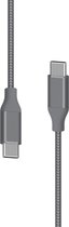 XLayer - Câble Métallique Type C (USB-C) vers Type C (USB-C) 1.5m - (Charge Rapide 3A/USB 2.0) Câble Smartphone, USB Type C, USB Type C - Gris Sidéral