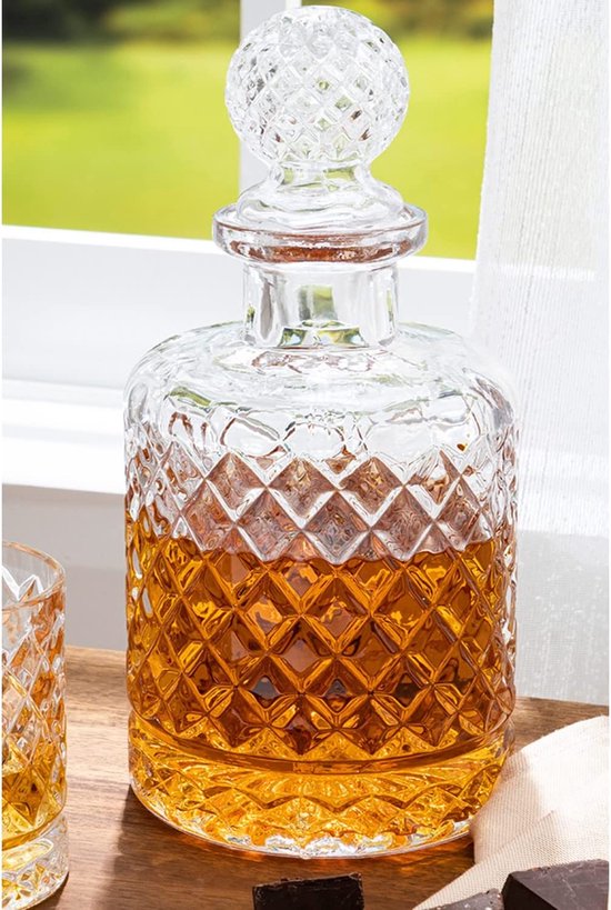 Kruik met glazen deksel, handgemaakte whisky-serveerkan, likeurfles,  drankhouder voor... | bol.com