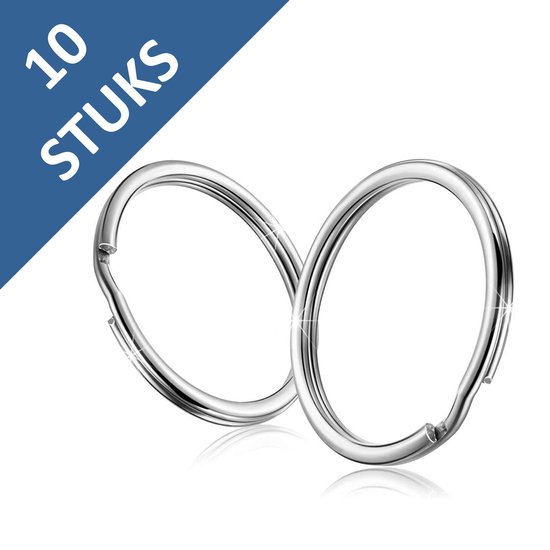 Porte-clés - 10 pièces Bagues -clés en acier inoxydable - 25 mm - Argent