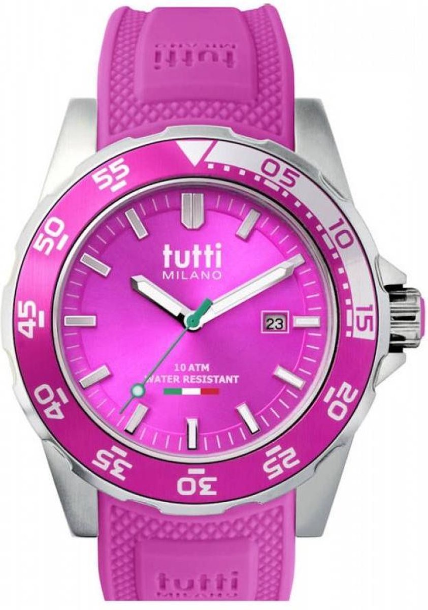 Tutti Milano TM900FU- Horloge - 42.5 mm - Fuchsia - Collectie Corallo