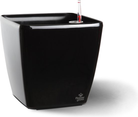 Foto: Design bloempot voor binnen met automatisch bewateringssysteem 18 x 18 x 17 cm zwart plantenpot