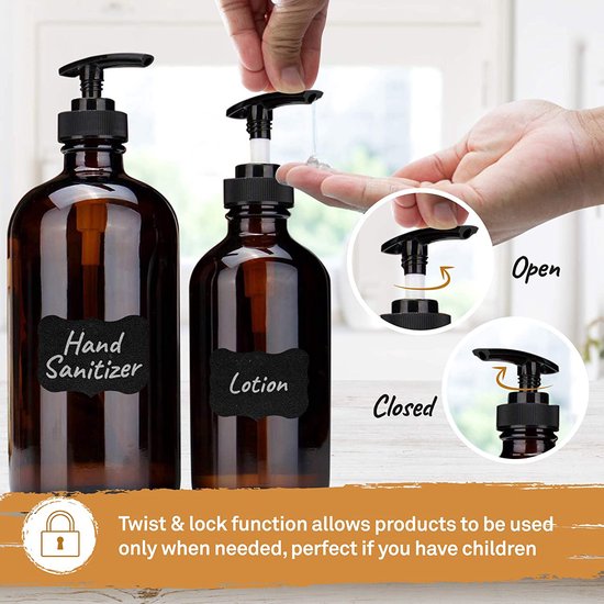 Distributeur de savon en verre avec pompe en plastique noir — THINGS and  STICKERS