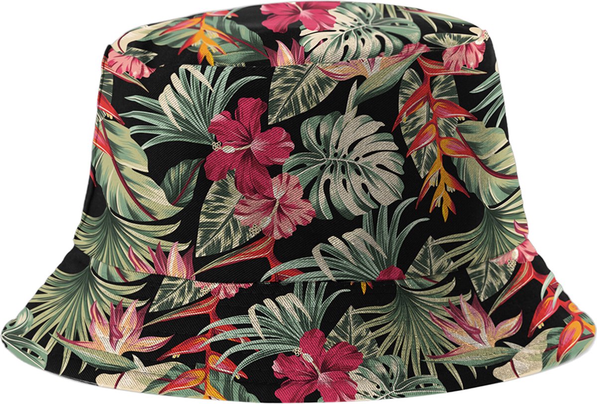 Yucka - Bucket Hat - Vissershoedje - Hoedje - Heren - Dames - Jungle - Festival accessoires - Reversible - 58 cm - multicolor