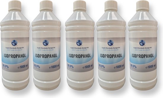 Isopropanol - Isopropyl - Alcohol - IPA - 99,9% zuiver - 5x 1000ml