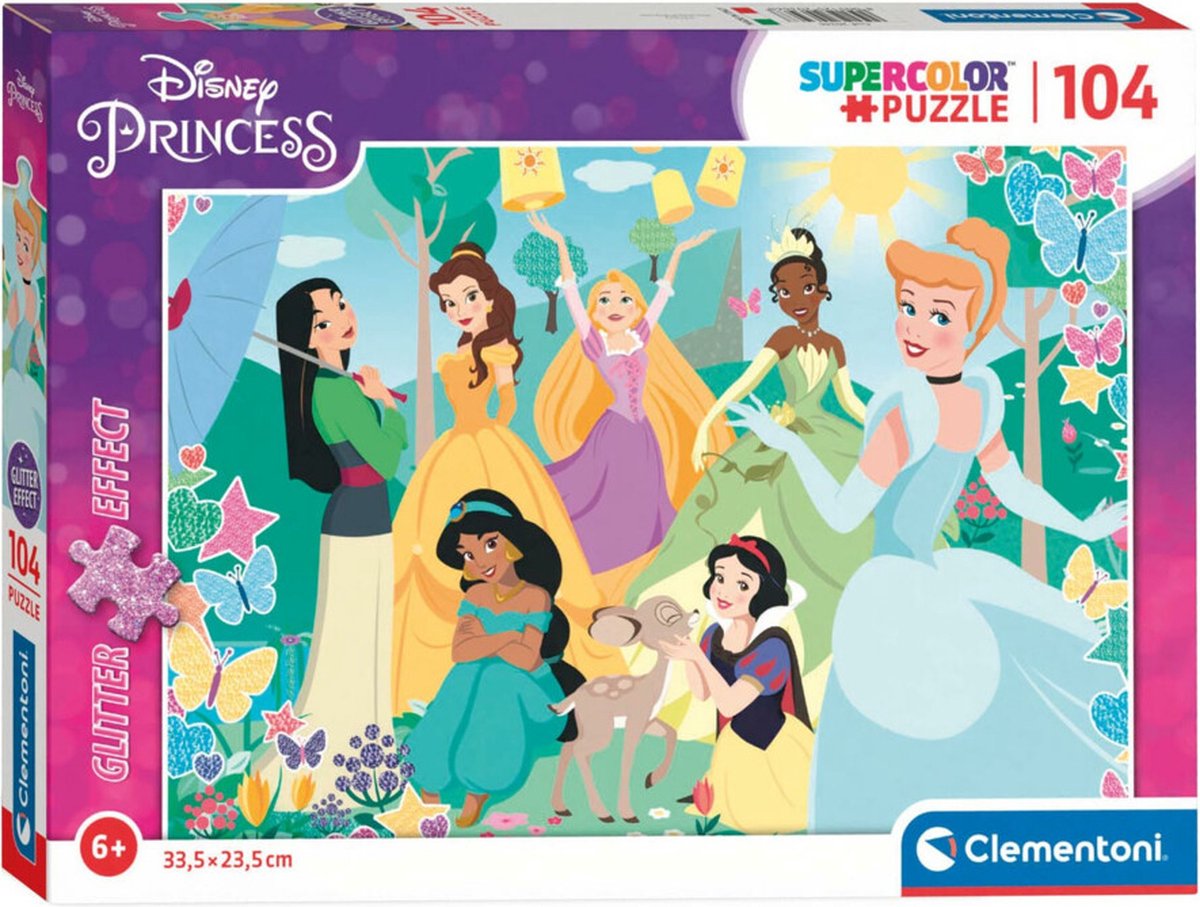 Clementoni Puzzel Disney Prinses Glitter Effect - 104 stukjes | bol.com