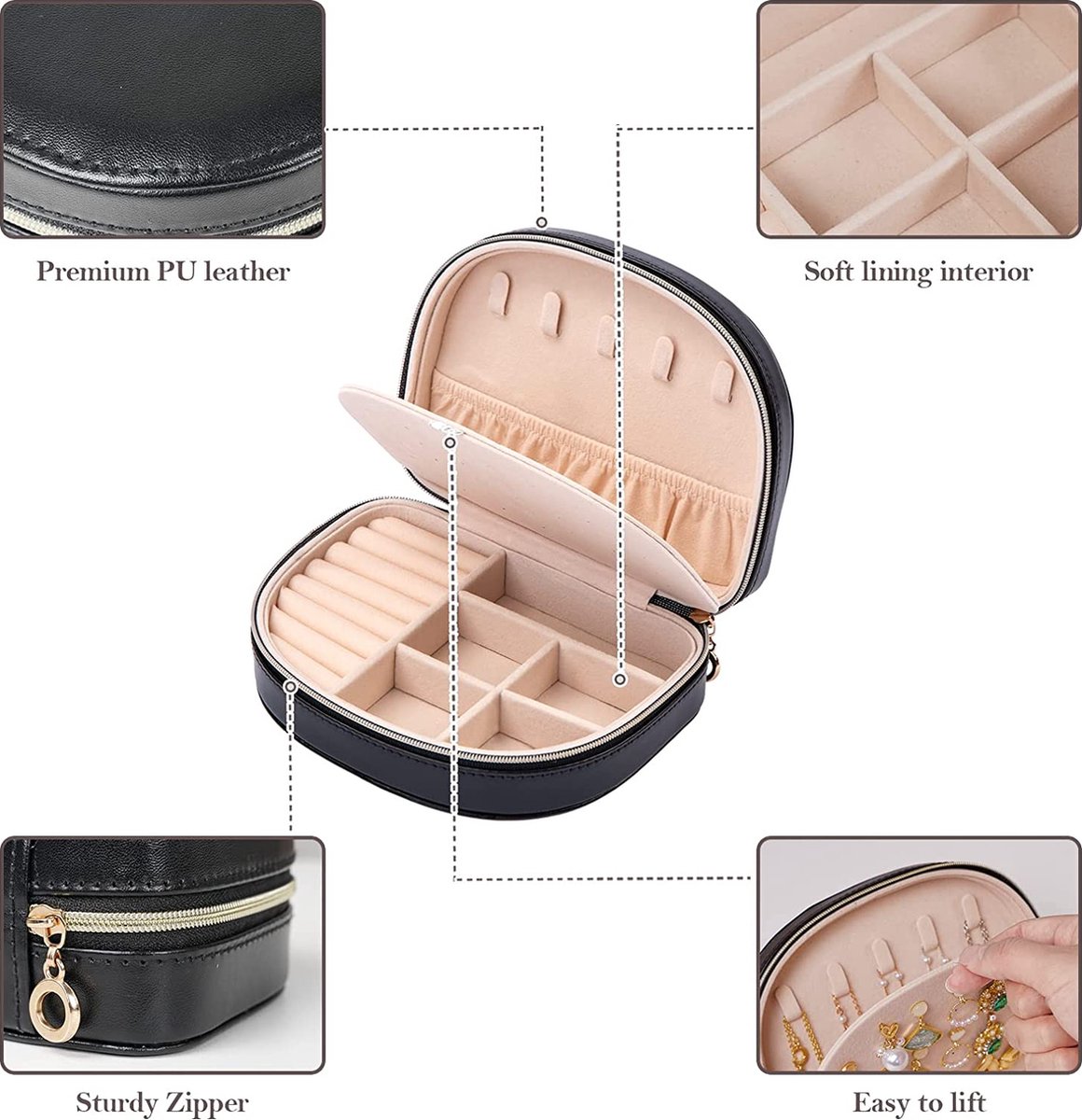ProCase Travel Sieraden Doos Kleine Organizer Vrouwen Meisjes, Draagbare 2 Lagen Mini Sieraden Opbergkoffer in PU Lederen Oorbel Ketting Armband Ring Houder Doos, Geschenken Vrouwen -Blauw ProCase Travel Sieraden Doos Kleine Organizer Vrouwen Meisjes, Draagbare 2 Lagen Mini Sieraden Opbergkoffer in PU Lederen Oorbel Ketting Armband Ring Houder Doos, Geschenken Vrouwen -Blauw