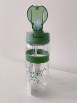Floraweg Gourde, 700 ml, bouteille d'eau avec texte imprimé, avec paille, PCTG nouveaux plastiques, étanche, sans BPA, ouverture en 1 clic dans la bouteille d'eau, pour le sport, le fitness, la gym, la maison, le bureau, outdoor