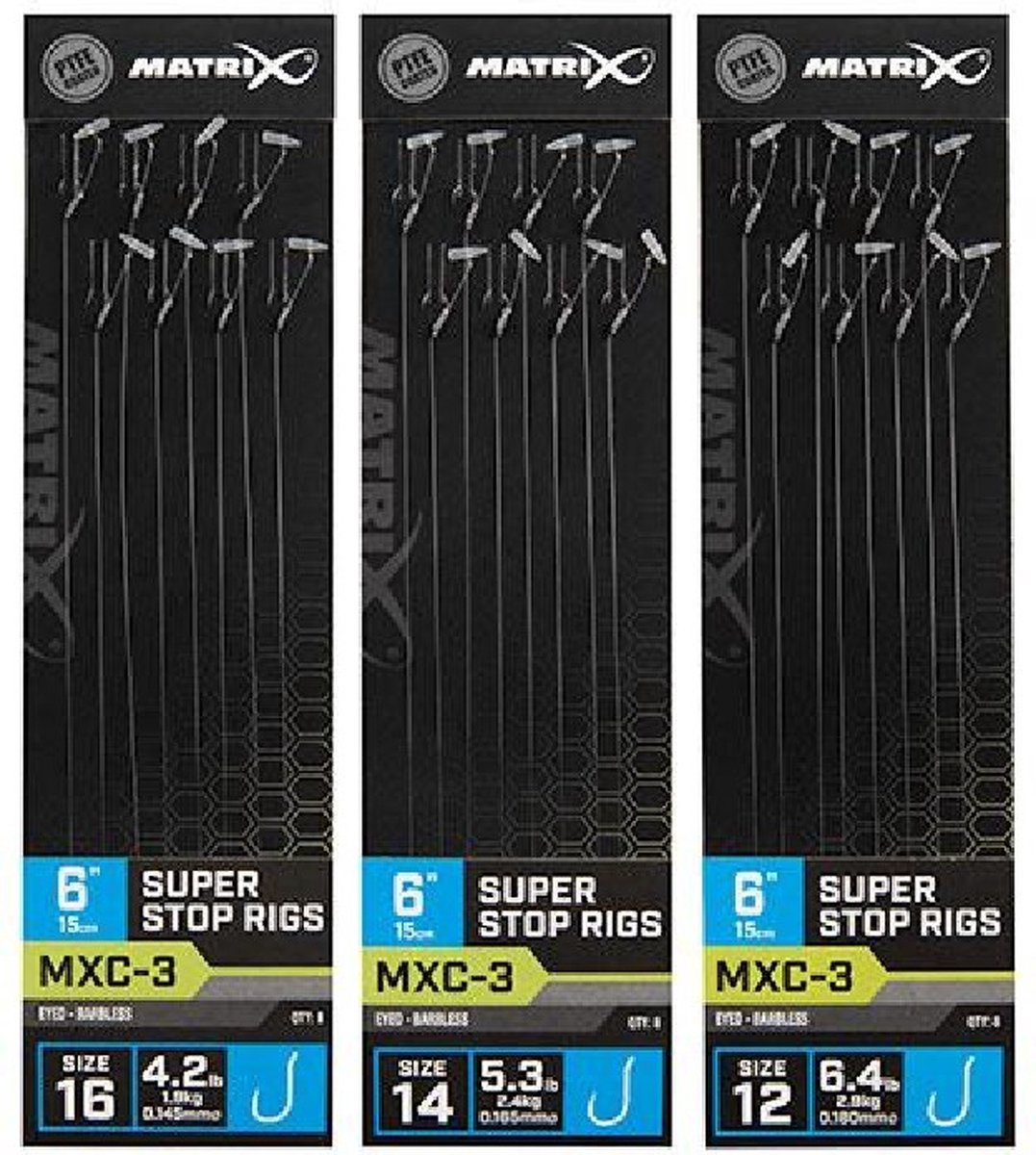 Matrix Onderlijn MXC-3 Super Stop Rigs 6” (15cm) Eyed - Barbless - Maat : Haak 12