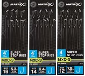 Matrix Onderlijn MXC-3 Super Stop Rigs 4” (10cm) Eyed - Barbless - Maat : Haak 14