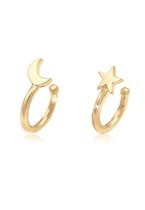 Boucles d'oreilles Elli pour femme Set de cache-oreilles pour femme Demi-lune Star Trend en Argent sterling 925