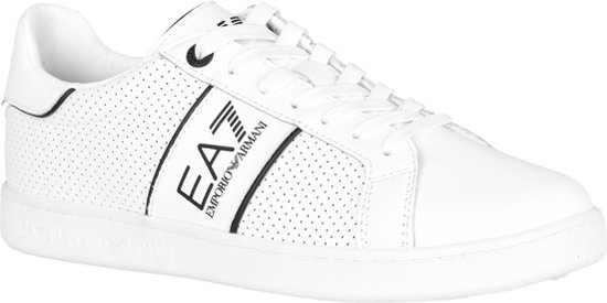 Emporio Armani EA7 Logo Print Sneakers Heren Wit/Zwart - Maat: 44 2/3