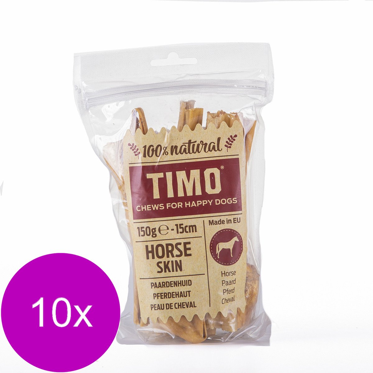 Timo Paardenhuid - Hondensnacks - 10 x Paardenvlees 15 cm 150 g
