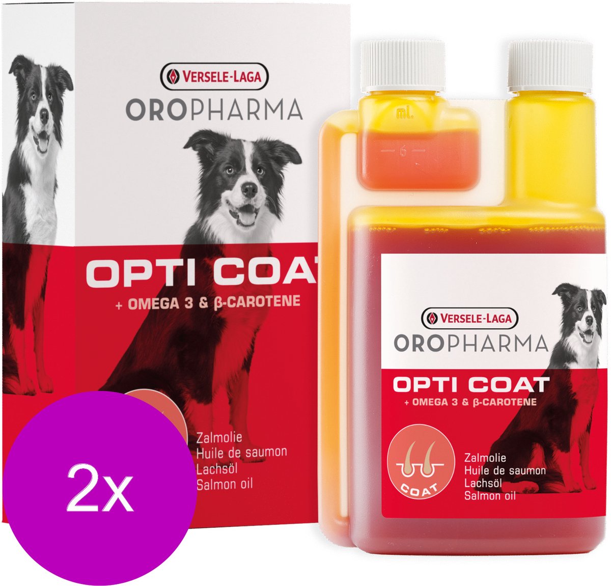 Versele-Laga Oropharma Opti Coat Omega-3 & Caroteen - Voedingssupplement - Huid - Vacht - 2 x 250 ml
