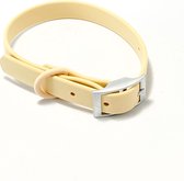 Pood Hondenhalsband Verstelbaar - Stijlvolle Waterdichte Halsband voor Kleine Honden met Slijtvaste Omhulde Metalen Ring - XS - Beige