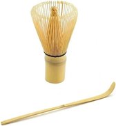 Matcha set - Matcha Klopper - Matcha bamboe maatschep - Japanse Theeceremonie - Matcha bamboe lepel - Bamboe Matcha Whisk - Set van 2