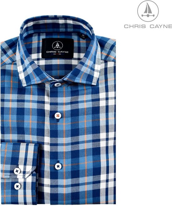 Chris Cayne heren overhemd - blouse LM blauw ruit - 2326 - maat 4XL |  bol.com