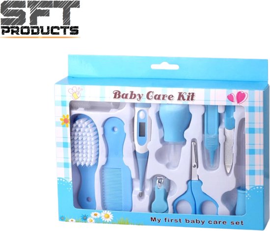 Foto: Sft products baby verzorgingsset newborn newborn care set baby borstel kraamcadeau baby manicure blauw