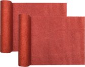 Santex Glitter Tafelloper op rol - 2x - rood - 28 x 300 cm - polyester