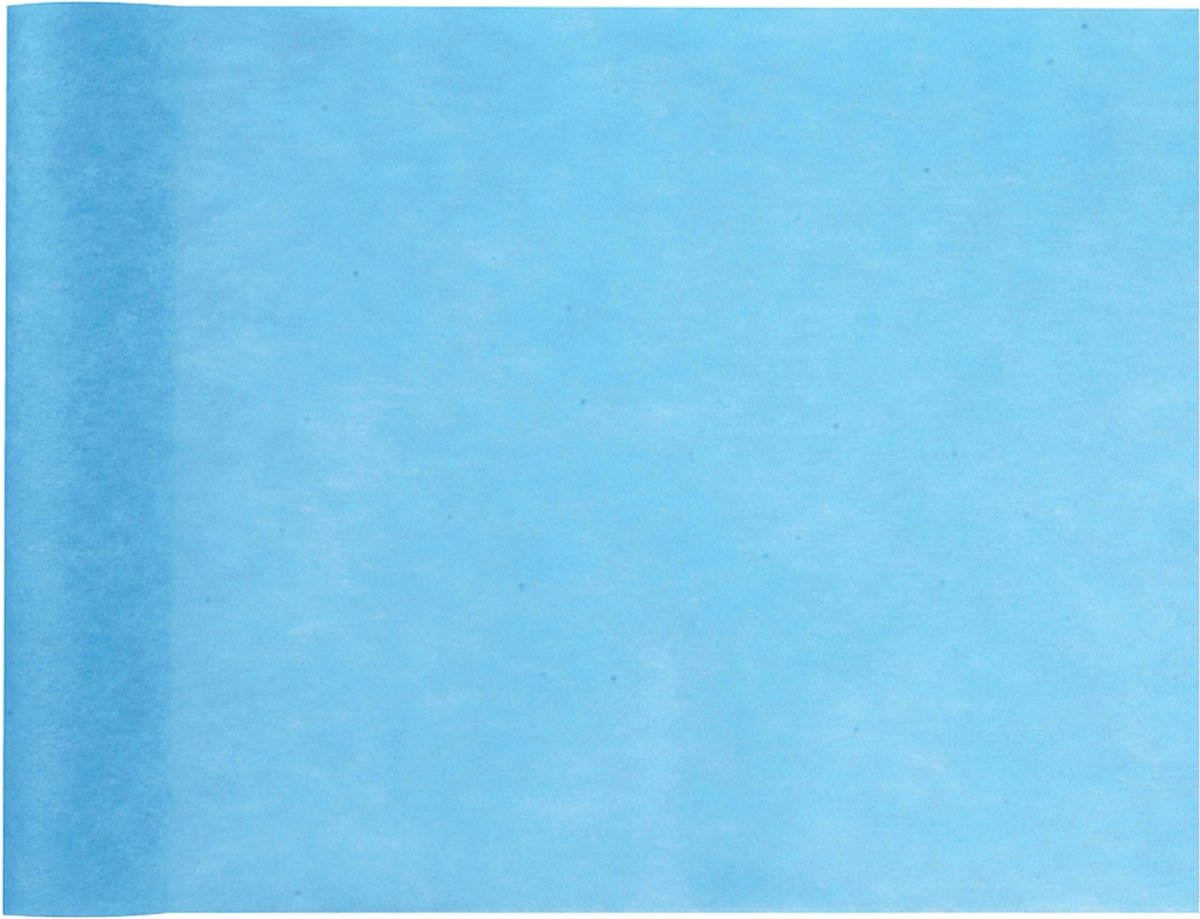 Santex Tafelloper op rol - 2x - turquoise blauw - 30 cm x 10 m - non woven polyester