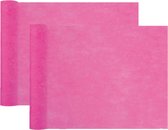 Chemin de table op rol Santex - 2x - rose fuchsia - 30 cm x 10 m - polyester non tissé