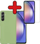 Hoesje Geschikt voor Samsung A54 Hoesje Siliconen Case Hoes Met Screenprotector - Hoes Geschikt voor Samsung Galaxy A54 Hoes Cover Case - Groen