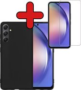 Hoesje Geschikt voor Samsung A54 Hoesje Siliconen Case Hoes Met Screenprotector - Hoes Geschikt voor Samsung Galaxy A54 Hoes Cover Case - Zwart