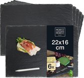 6 x leistenen plaat serveerplaat 22 x 16 cm met krijtstift - leisteen platen voor buffet, sushi en kaas - perfect voor het maken en als decoratie