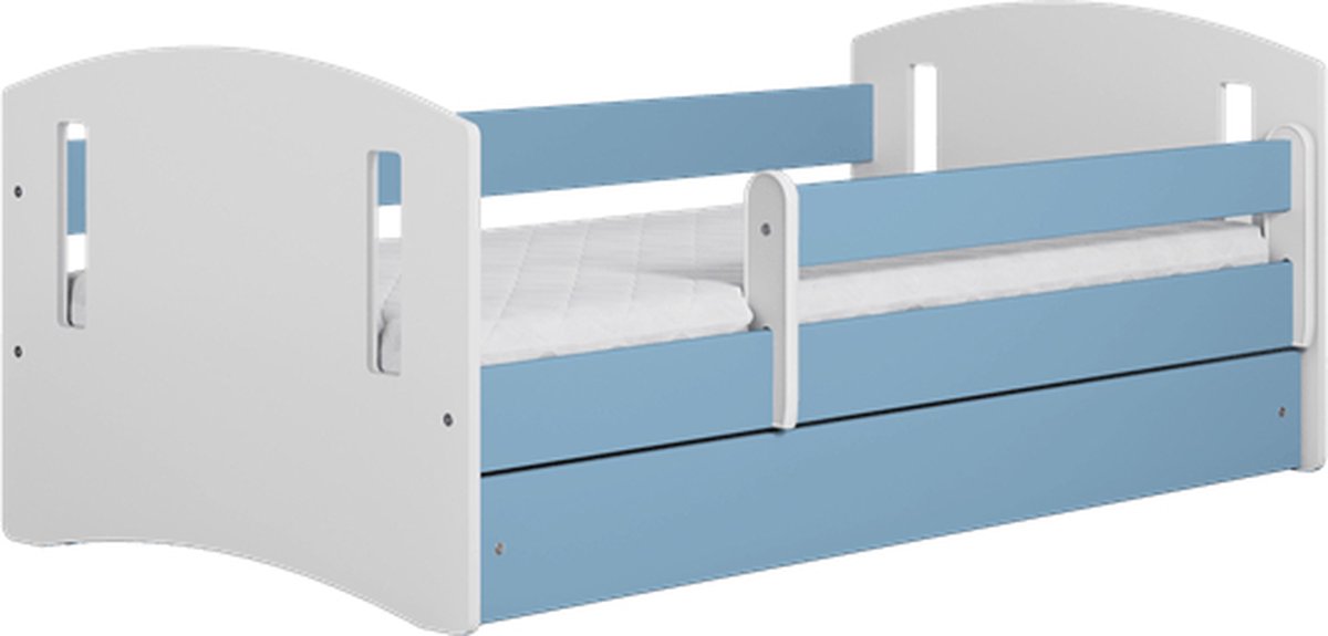 Kocot Kids - Bed classic 2 blauw met lade met matras 140/80 - Kinderbed - Blauw