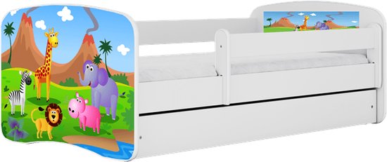 Kocot Kids - Bed babydreams wit safari zonder lade zonder matras 140/70 - Kinderbed - Wit