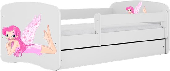 Kocot Kids - Bed babydreams wit fee met vleugels zonder lade zonder matras 140/70 - Kinderbed - Wit