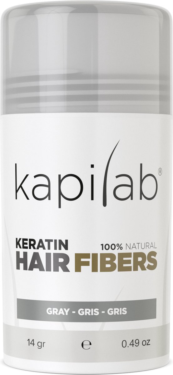 Kapilab Hair Fibers Grijs - Keratine haarvezels verbergen haaruitval - Direct voller haar - 100% natuurlijk - 14 gram