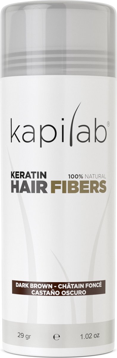 Kapilab Hair Fibers Donkerbruin - Keratine haarvezels verbergen haaruitval - Direct voller haar - 100% natuurlijk - 29 gram