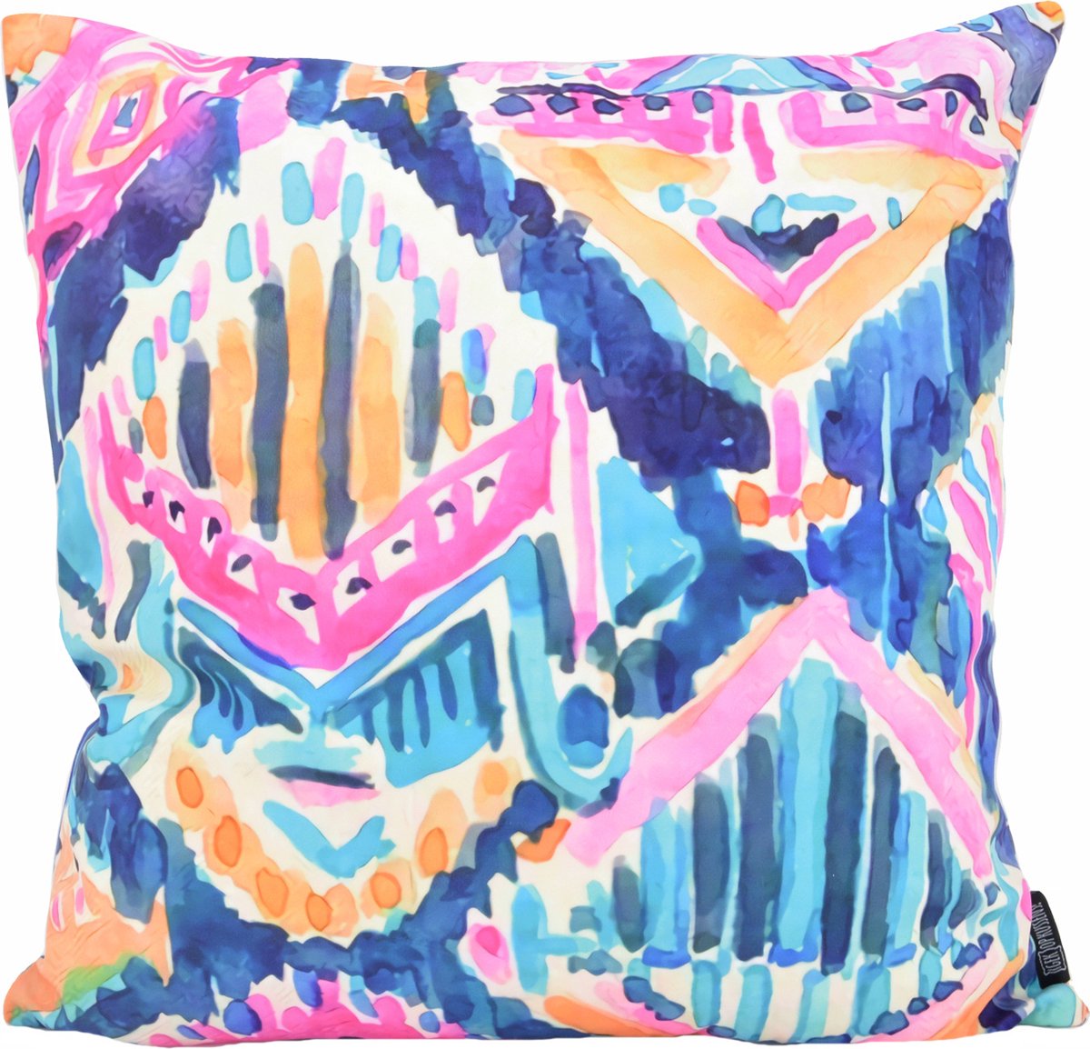 Gek op Kussens! Sierkussen Colorful Print #1 | 45 x 45 cm | Katoen/Polyester Blauw-Oranje-Roze