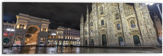 WallClassics - Dibond - Santa Maria del Fiore Kathedraal op Piazza Del Duomo Plein in Florence, Italië - 60x20 cm Foto op Aluminium (Wanddecoratie van metaal)