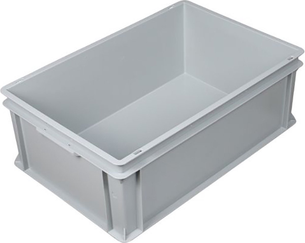 Kunststof krat 600x400x220 mm 40 liter grijs - Stapelbak - Dichte greep