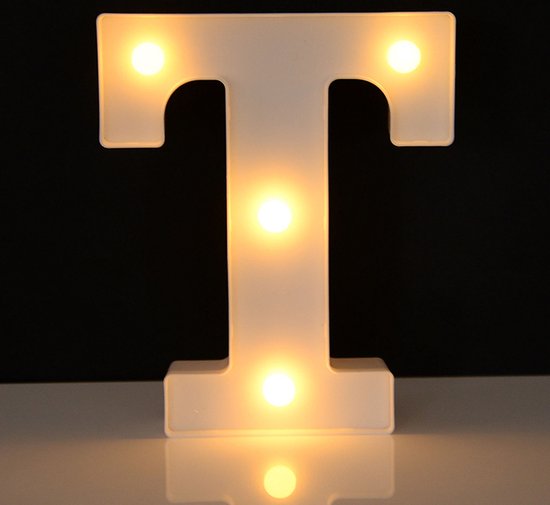 Lettres Lumineuses - 16 cm - Wit - LED - Lettres : T