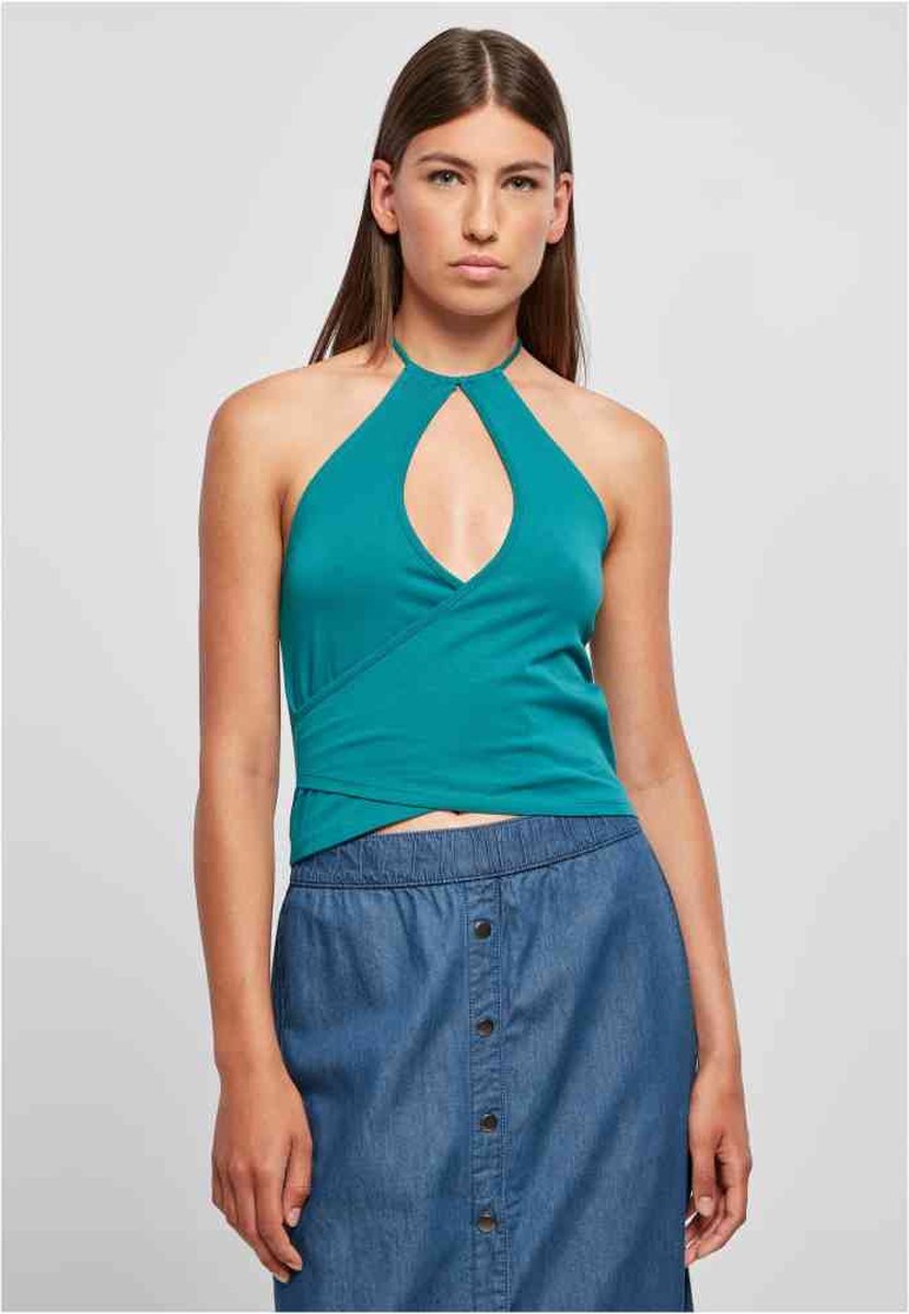 Urban Classics Mouwloze top -4XL- Short Wrapped Neckholder Blauw