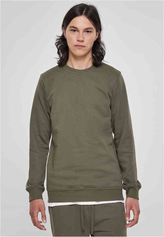 Urban Classics - Basic Terry Crewneck sweater/trui - 5XL - Olijfgroen