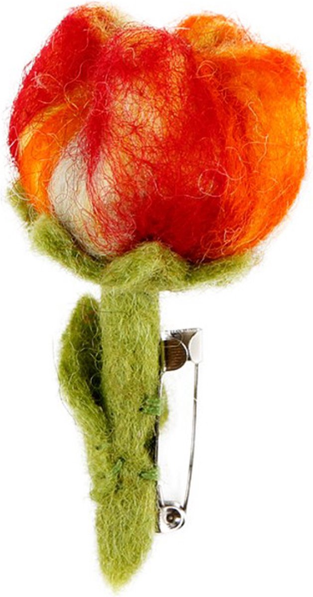 Broche bloem - Tulp Rood/Oranje/Geel/Paars Vilt - 8cm