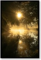 2019 - Weerspiegeling sunbeams in Haren - Fotoposter 40x60 met Lijst